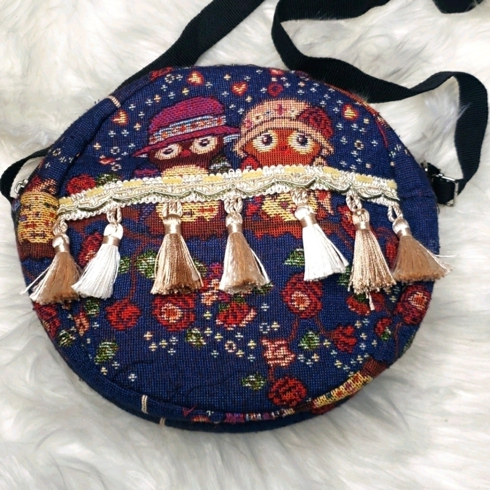 Owl tapestry crossbody Canteen bag